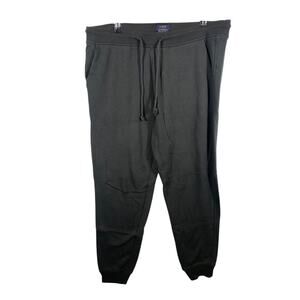 J Crew Authentic Fleece Jogger Pants Large Mens Dk Gray Washed Black Loungewear